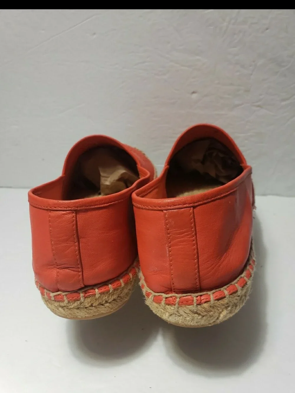 TORY BURCH Leather Perforated Logo Espadrilles Size 11M